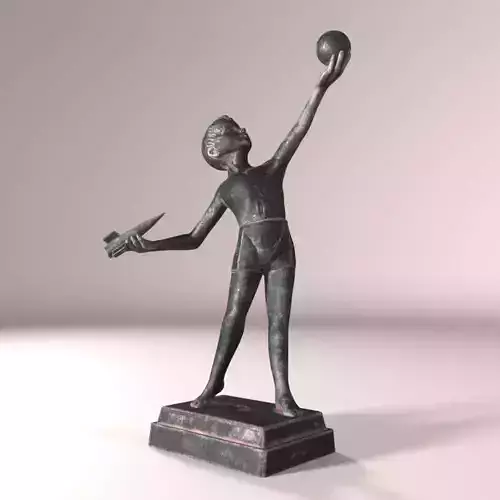 Boy with a rocket interior sculpture