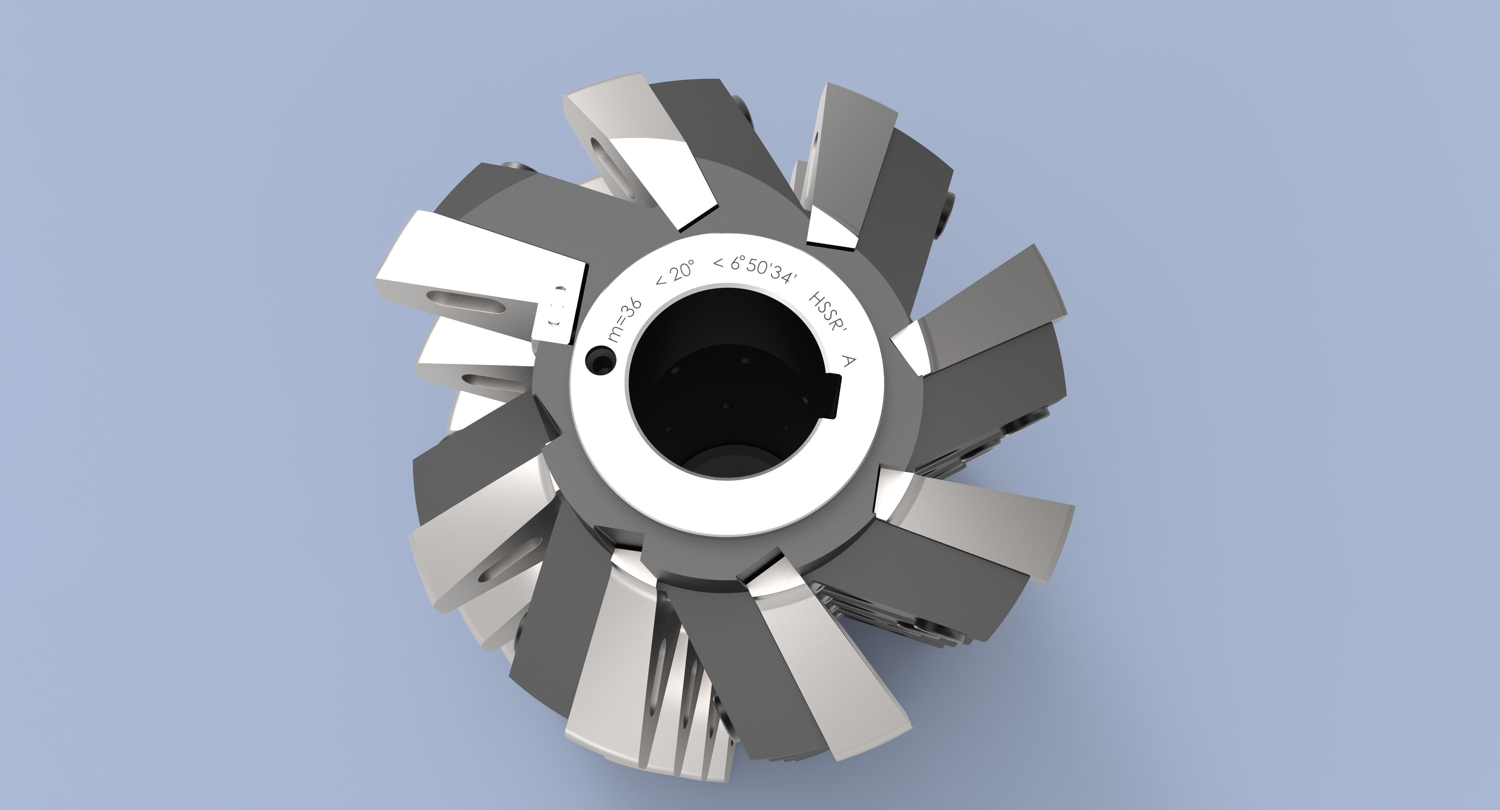 Hob with removable teeth m 36 3D model_2