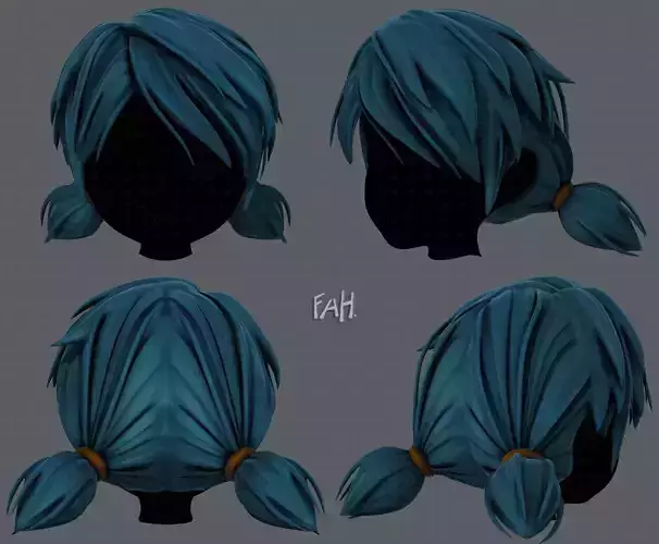 3D Hair style for girl V55 Low-poly 3D model