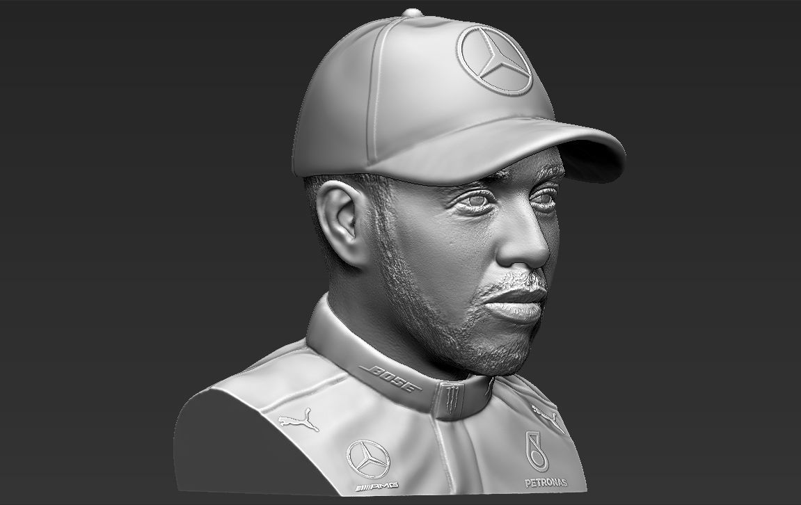 Lewis Hamilton bust 3D printing ready stl obj formats 3D print model_14