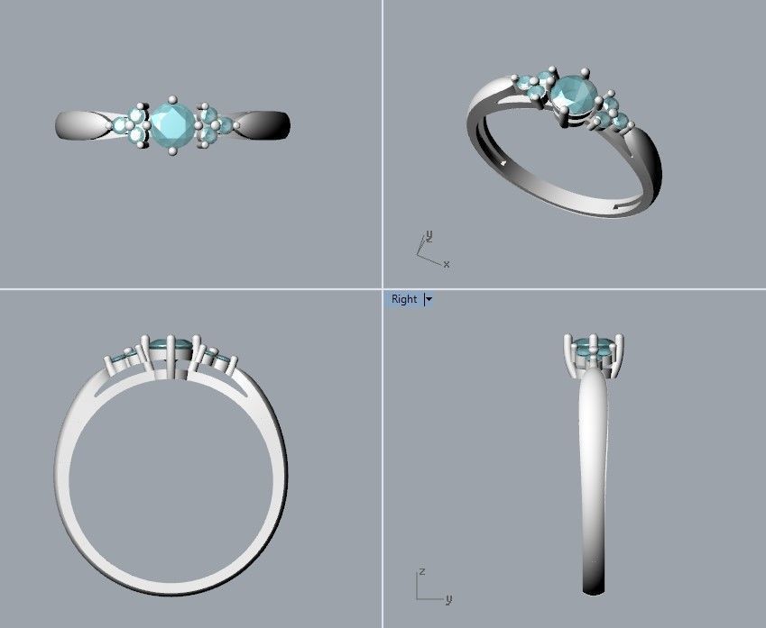 solitaire wedding engagement women diamond ring  3dm stl  3D print model_11
