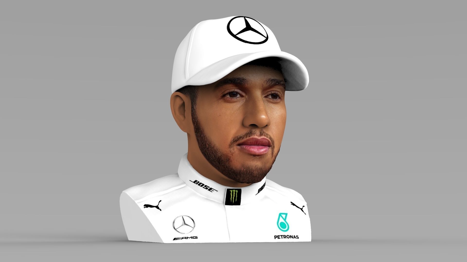 Lewis Hamilton bust ready for full color 3D printing 3D print model_9