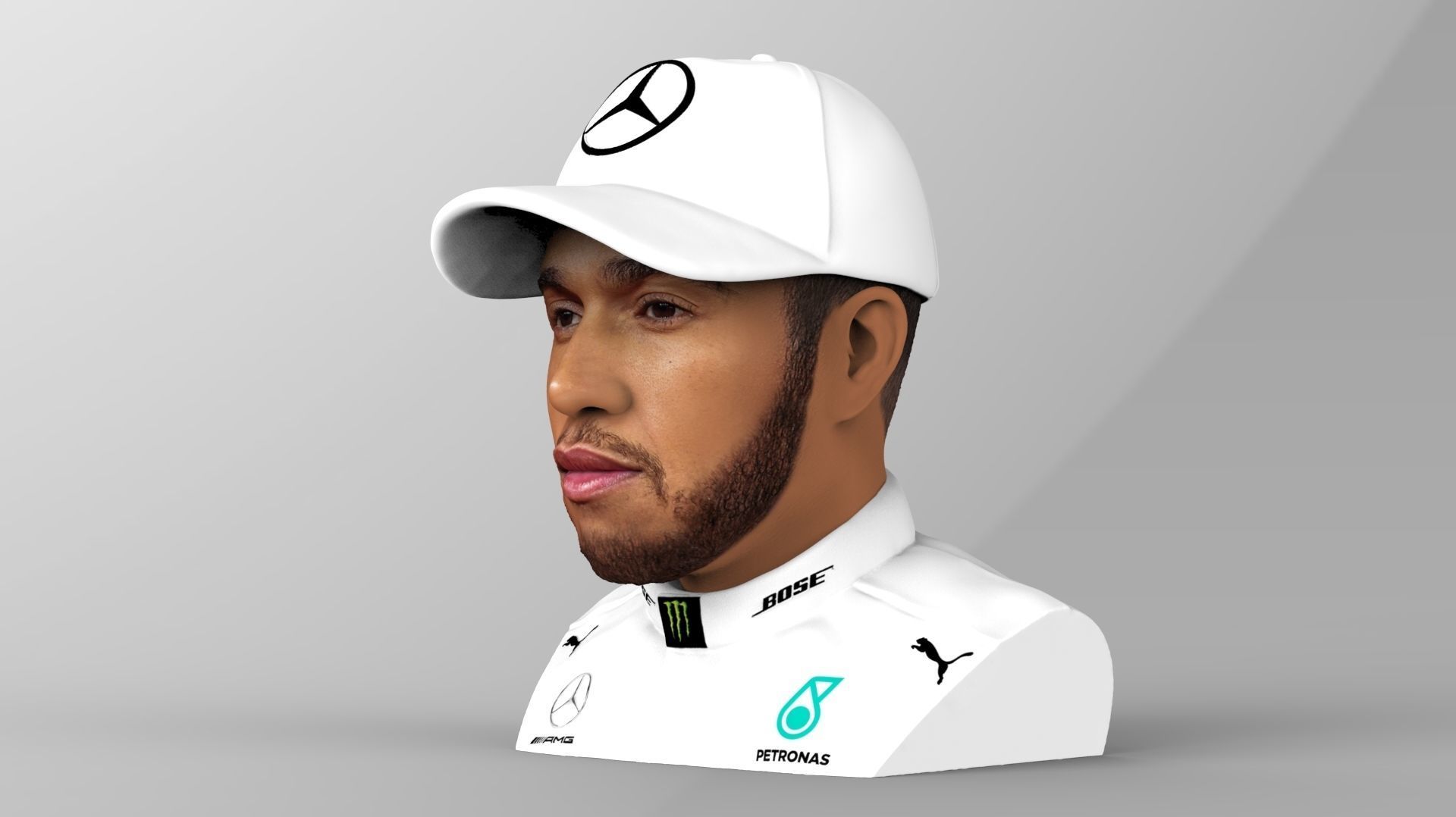 Lewis Hamilton bust ready for full color 3D printing 3D print model_2