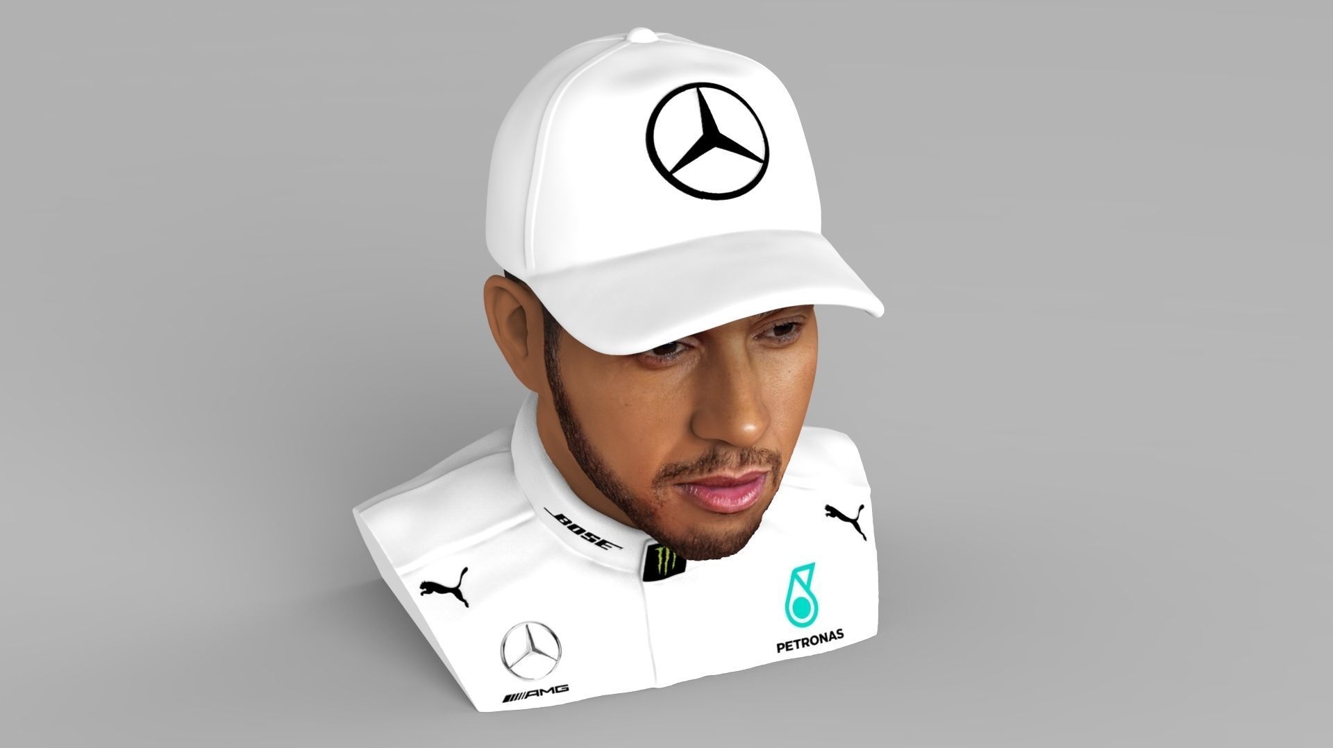 Lewis Hamilton bust ready for full color 3D printing 3D print model_10
