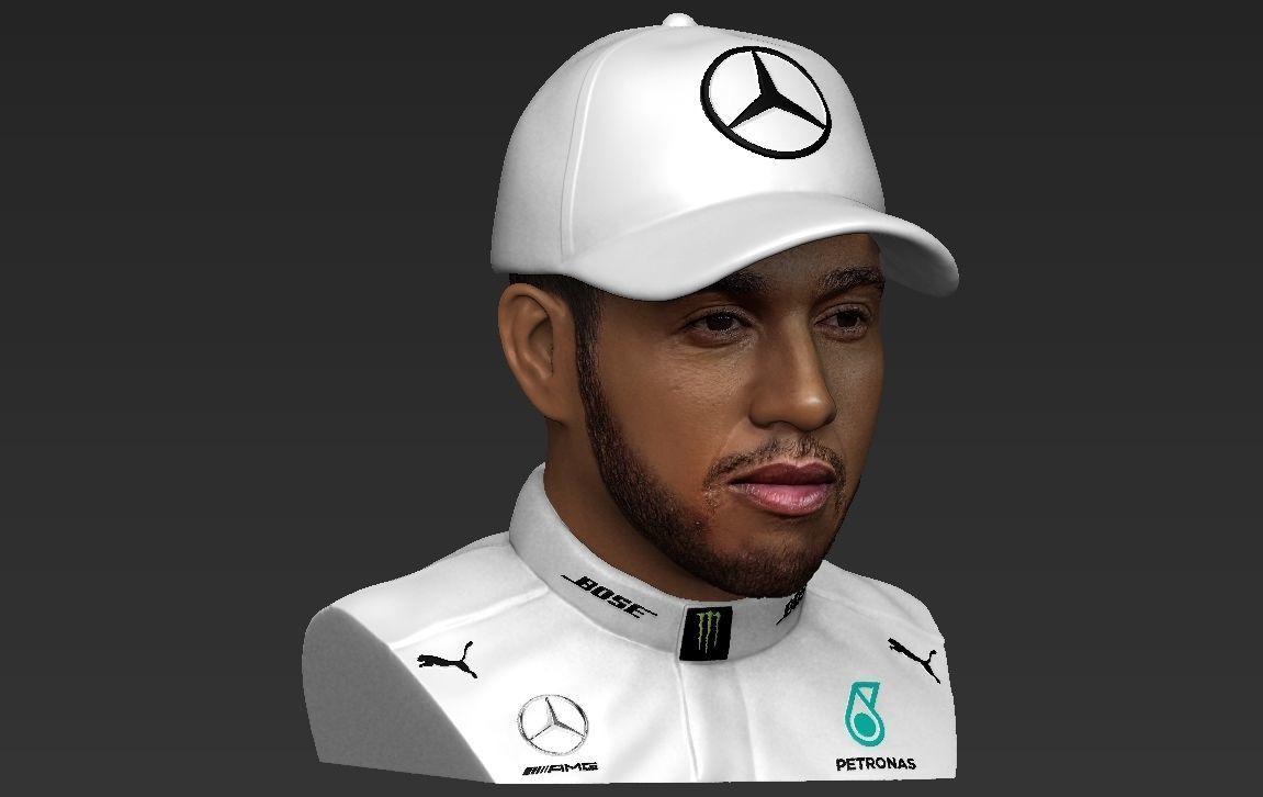 Lewis Hamilton bust ready for full color 3D printing 3D print model_20