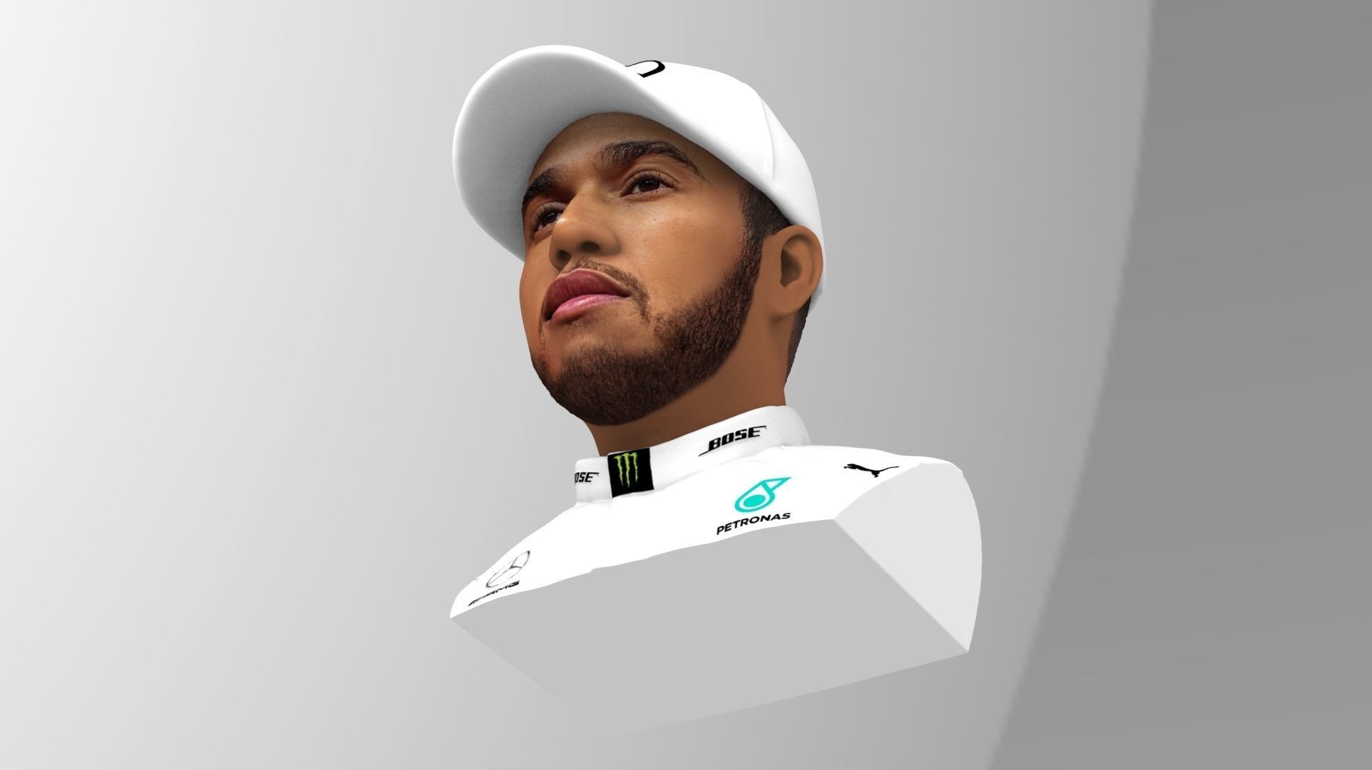 Lewis Hamilton bust ready for full color 3D printing 3D print model_16