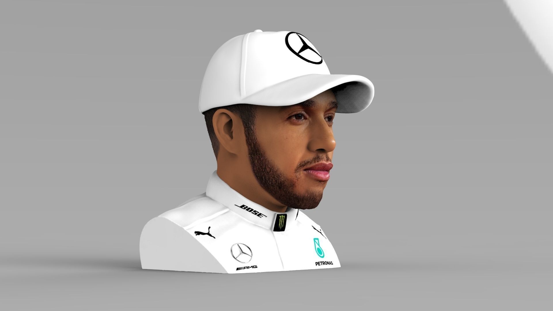 Lewis Hamilton bust ready for full color 3D printing 3D print model_8