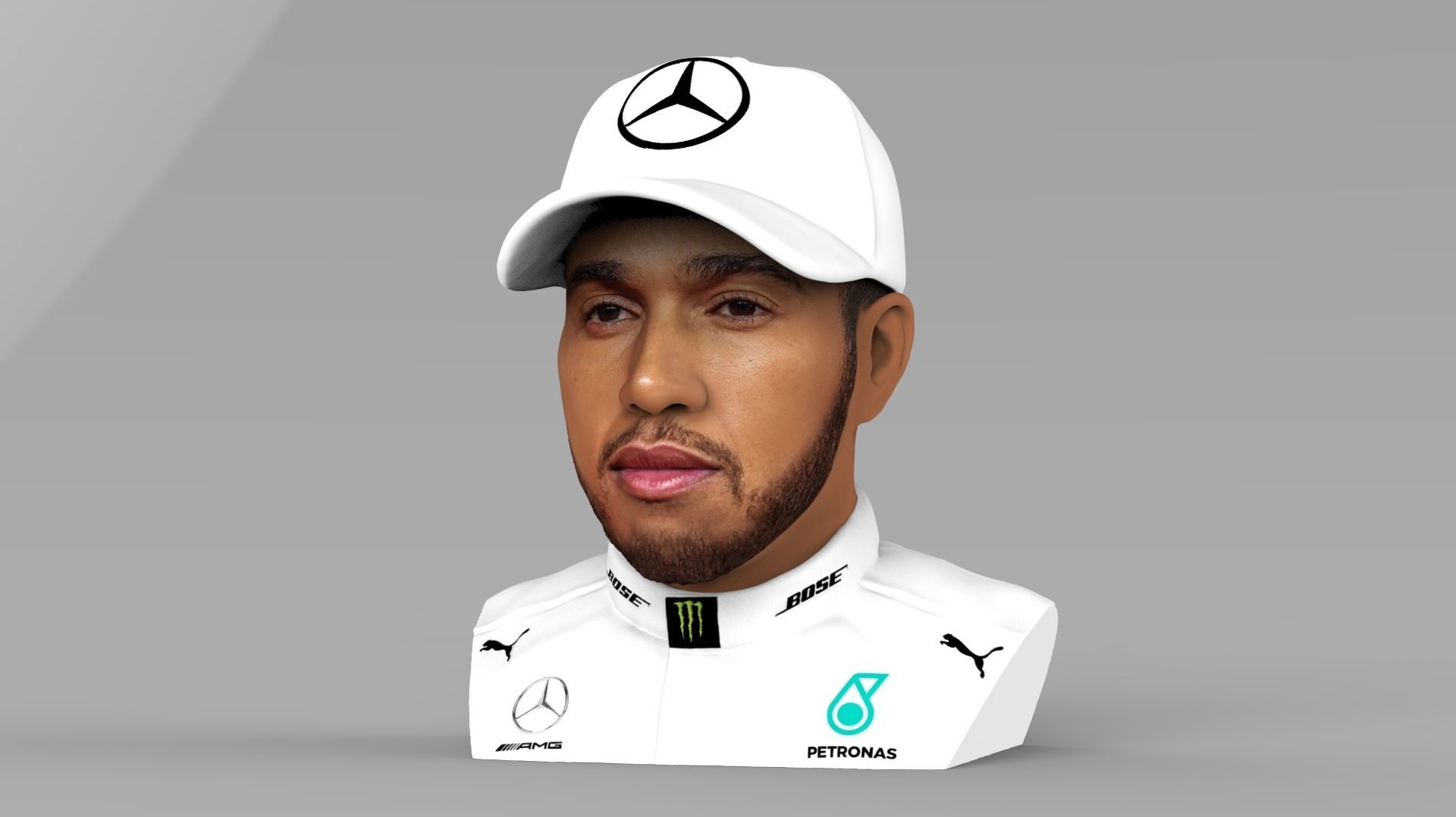 Lewis Hamilton bust ready for full color 3D printing 3D print model_1