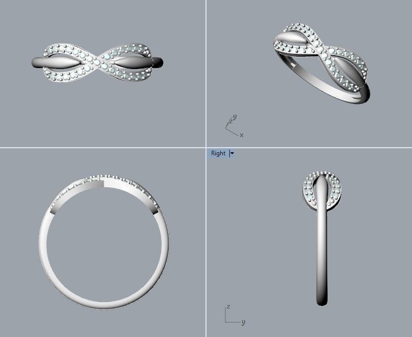 Women Diamond ring infinity 3dm stl vintage 3D print model_20