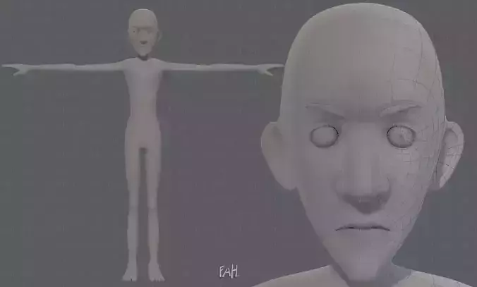 Base mesh man character V16 Low-poly 3D model