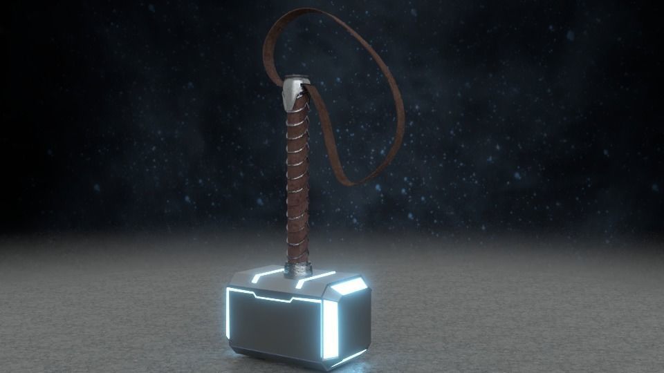Low poly Thor Hammer Low-poly 3D model_1