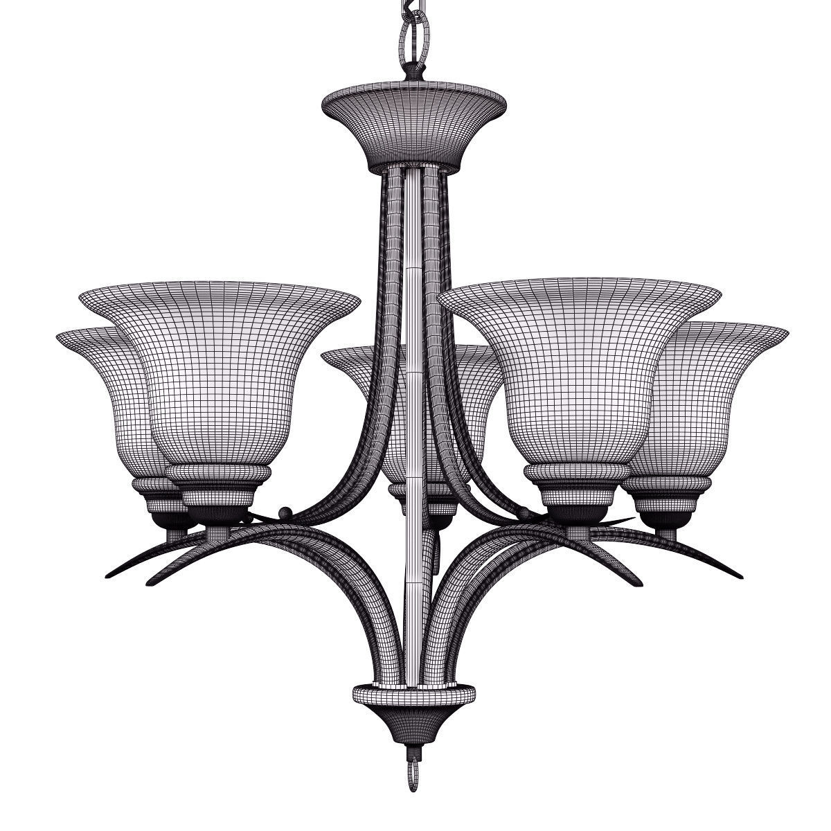 Volume Lighting Trinidad 5-Light Brushed Nickel Chandelier 3D model_1