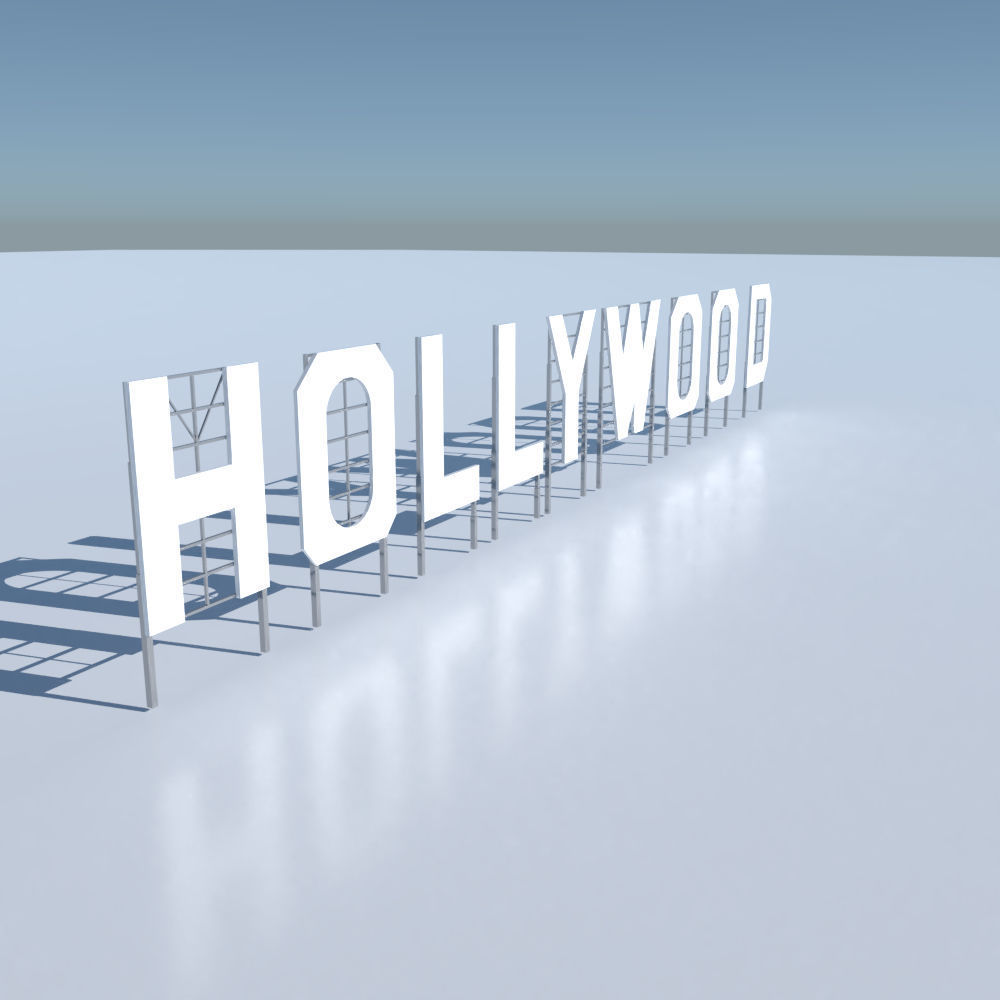 Hollywood Sign Low poly Low-poly 3D model_2