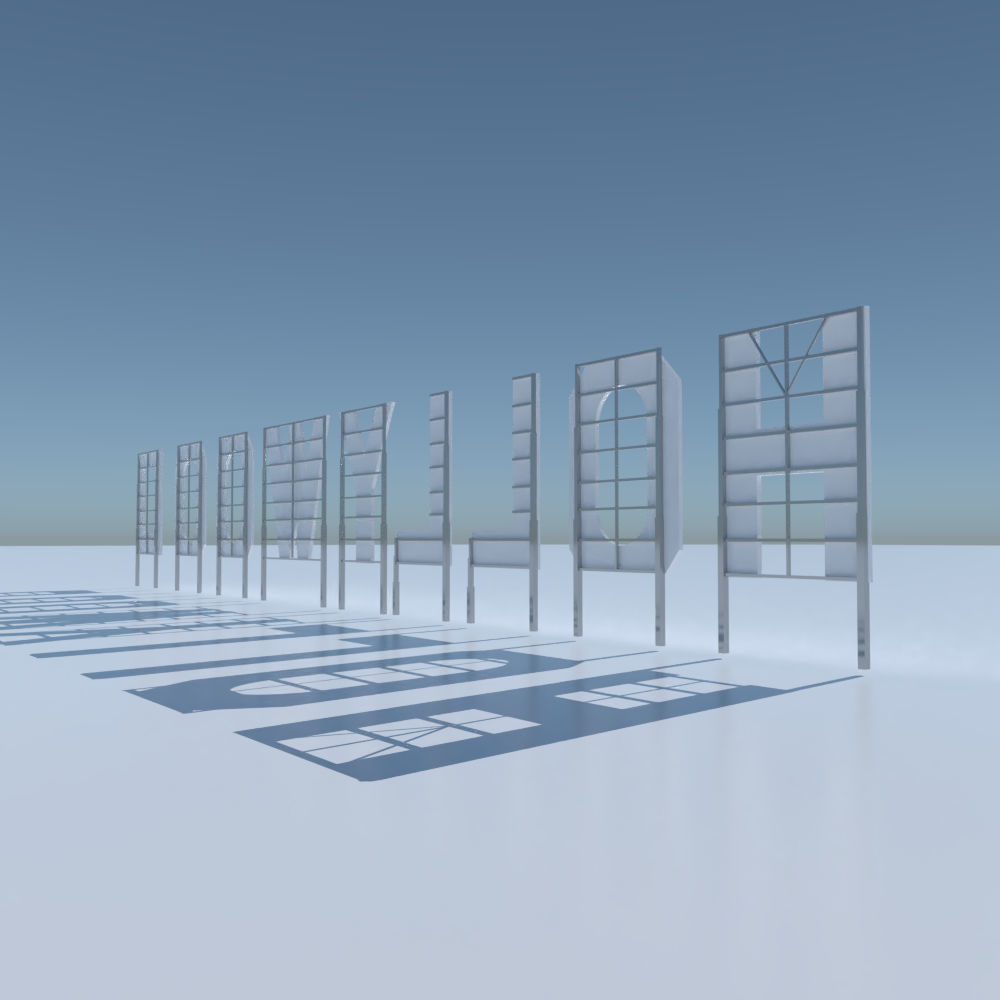 Hollywood Sign Low poly Low-poly 3D model_3