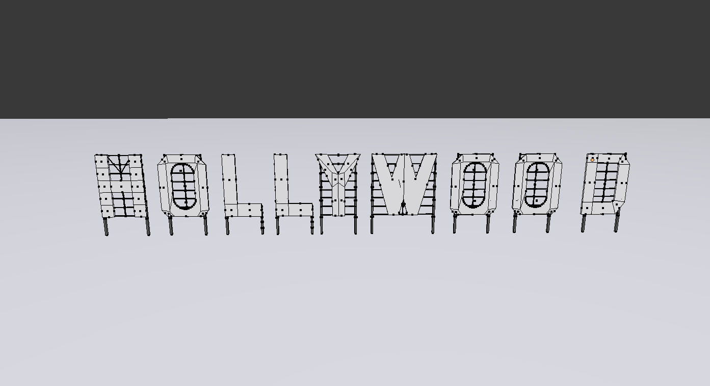 Hollywood Sign Low poly Low-poly 3D model_4