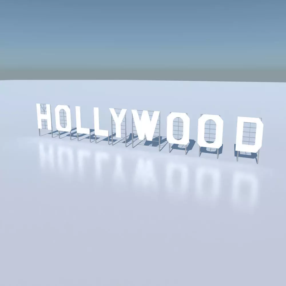 Hollywood Sign Low poly Low-poly 3D model_0
