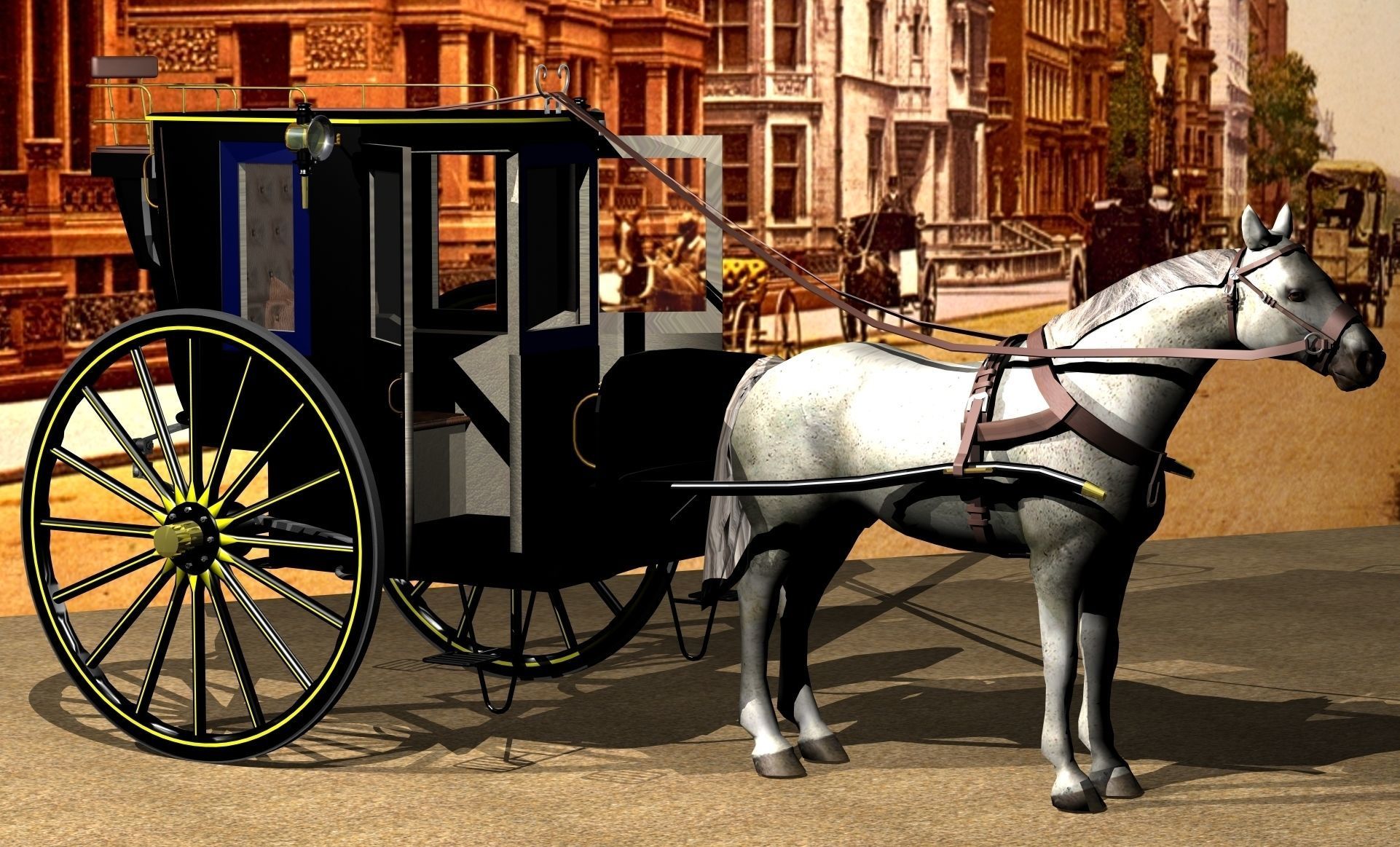 Hansom cab 1886 3D model_1