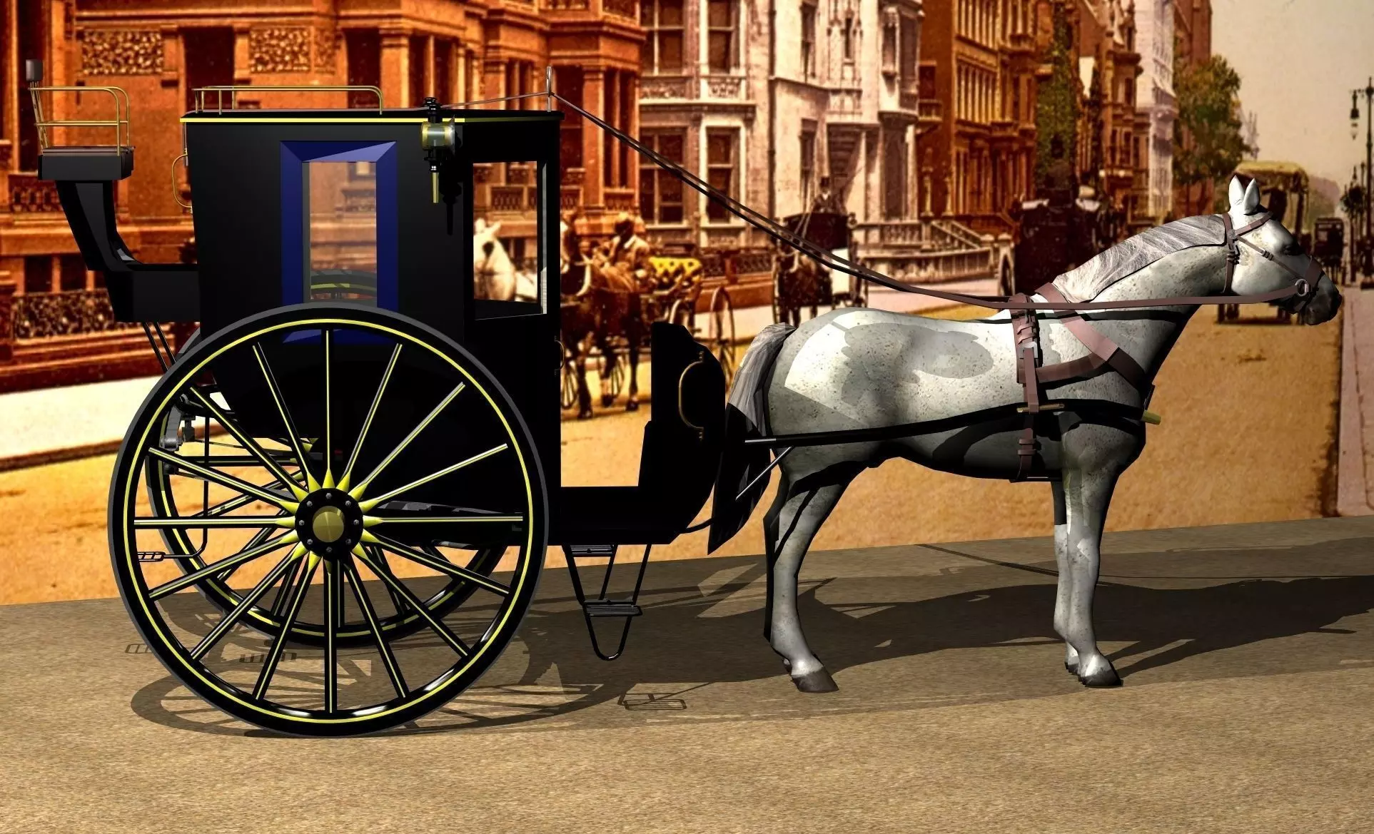 Hansom cab 1886 3D model_0