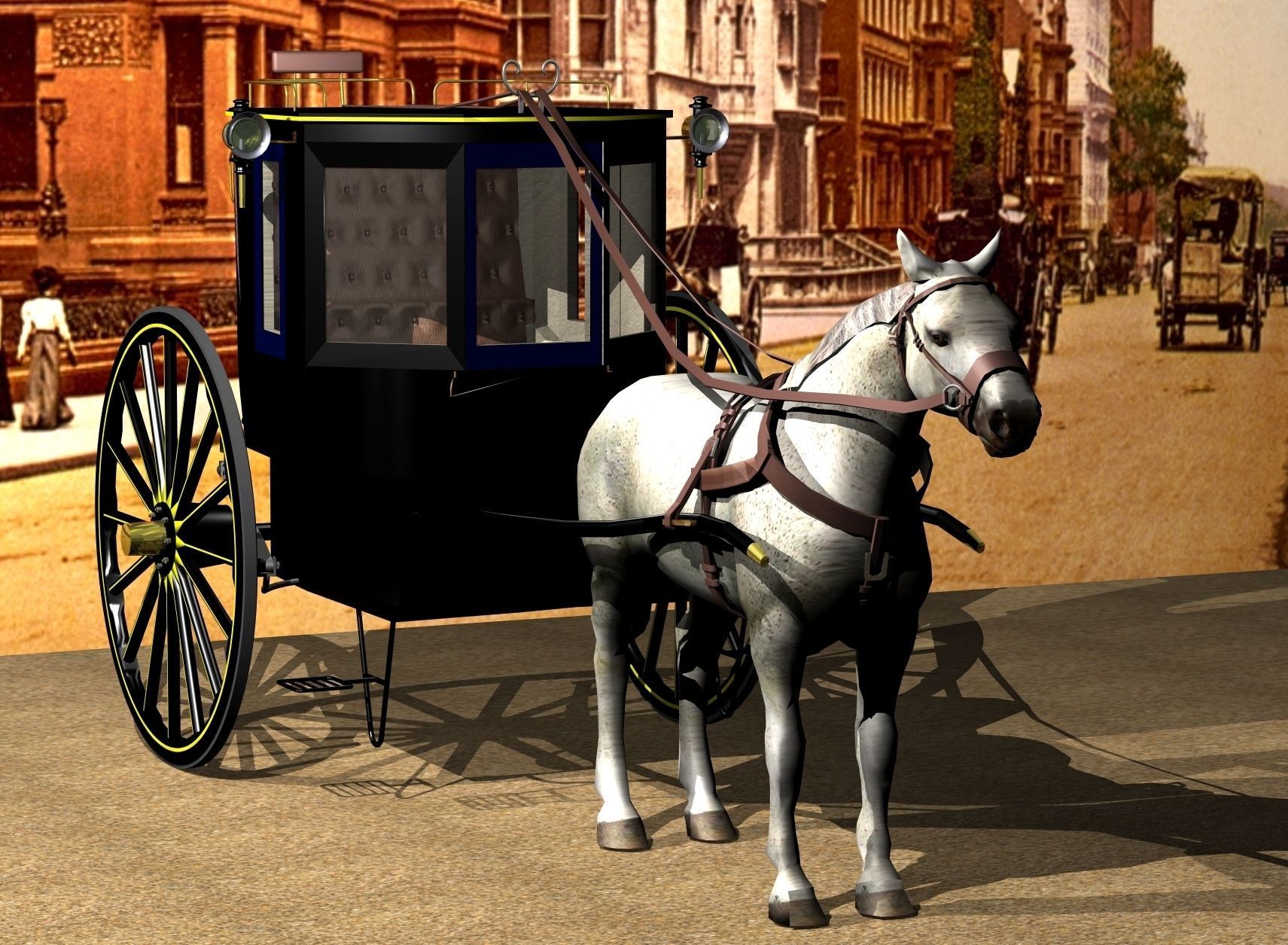 Hansom cab 1886 3D model_5