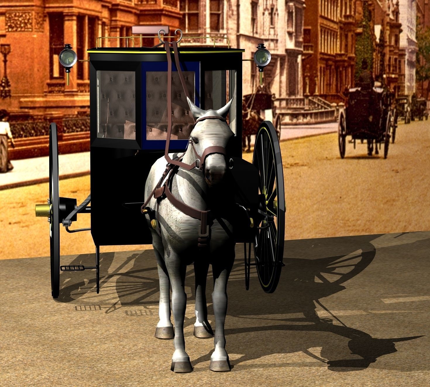 Hansom cab 1886 3D model_4
