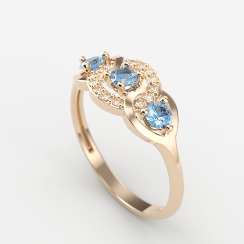 Women Diamond ring design 3dm stl 3D print model 3D print model_1