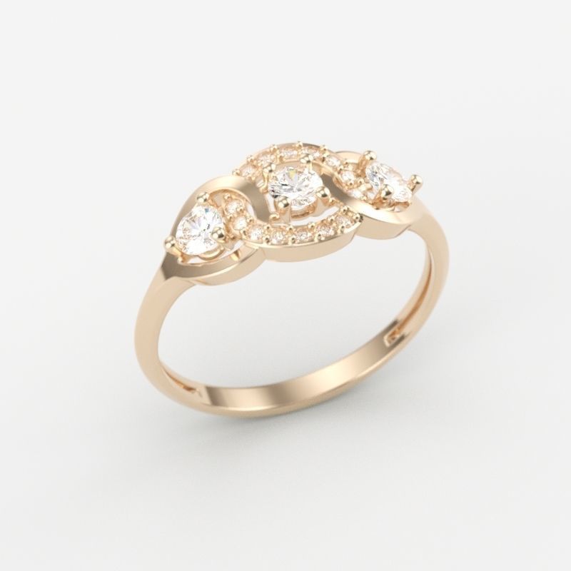 Women Diamond ring design 3dm stl 3D print model 3D print model_8