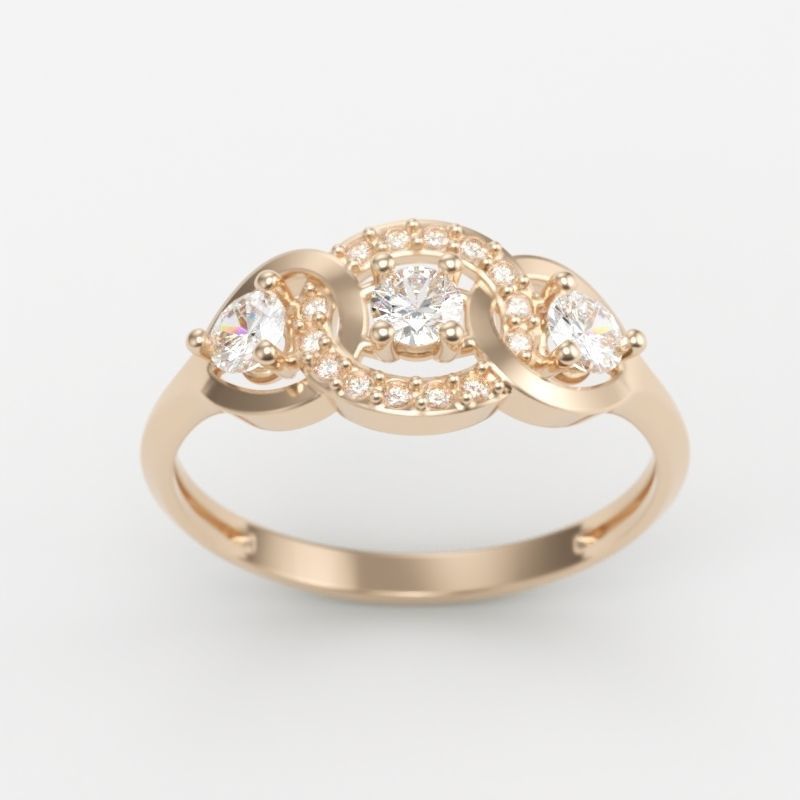 Women Diamond ring design 3dm stl 3D print model 3D print model_6