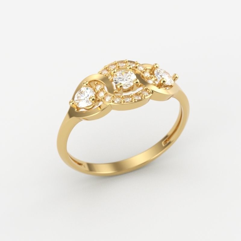 Women Diamond ring design 3dm stl 3D print model 3D print model_5