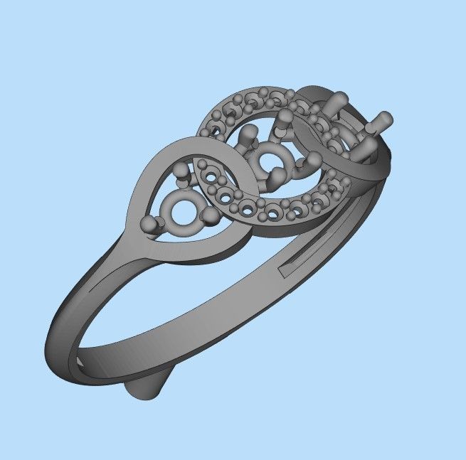 Women Diamond ring design 3dm stl 3D print model 3D print model_21
