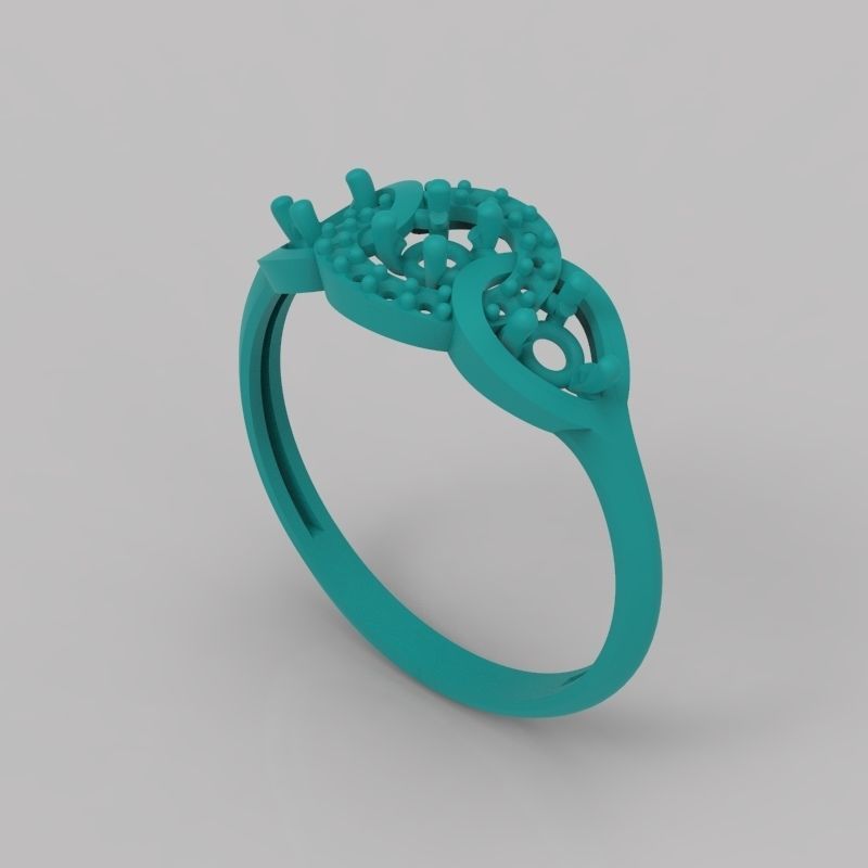 Women Diamond ring design 3dm stl 3D print model 3D print model_13
