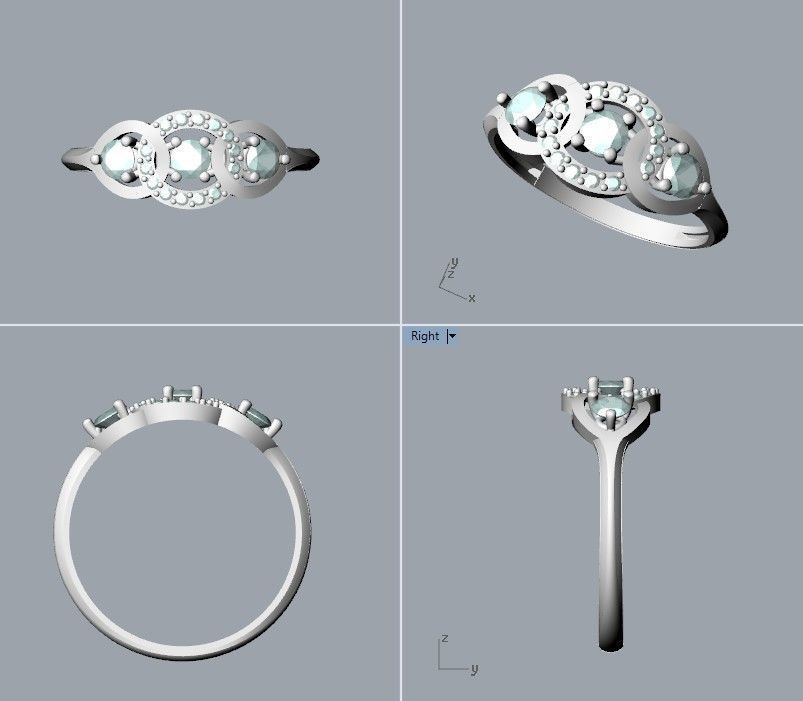 Women Diamond ring design 3dm stl 3D print model 3D print model_14