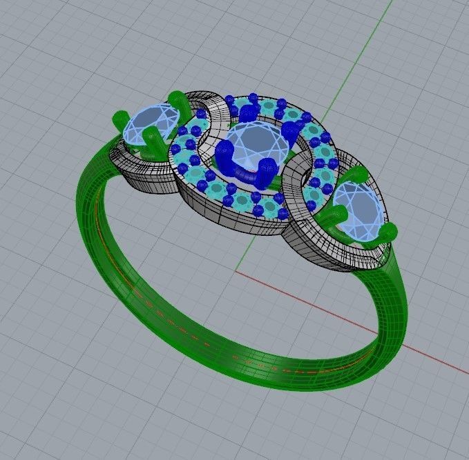 Women Diamond ring design 3dm stl 3D print model 3D print model_17