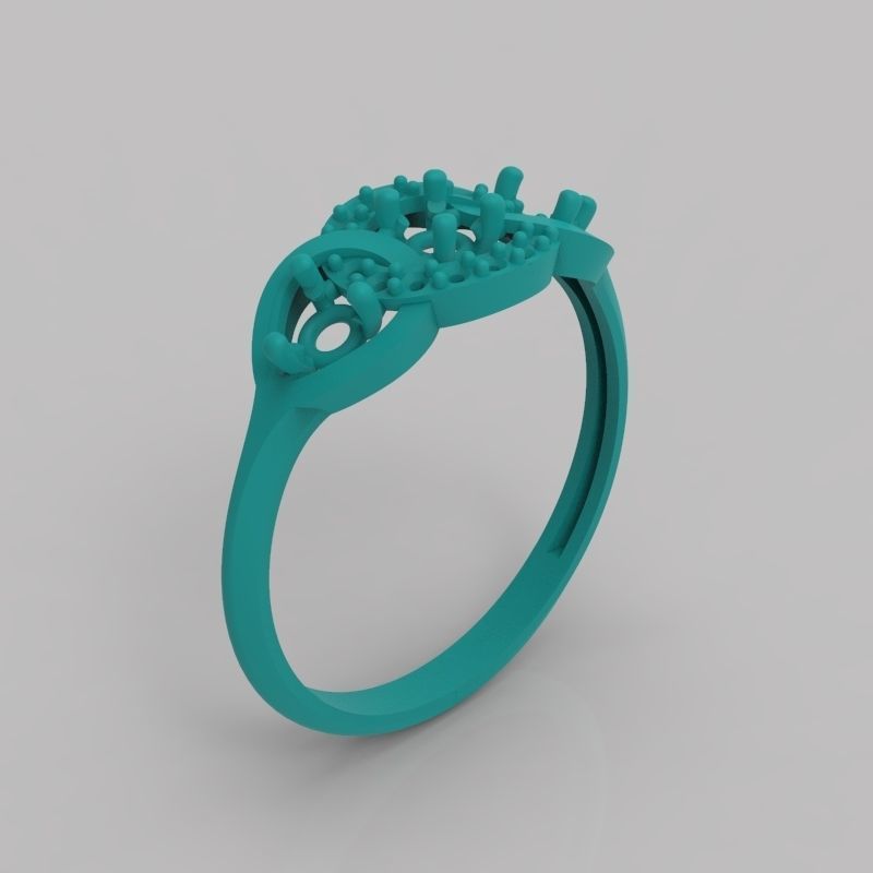 Women Diamond ring design 3dm stl 3D print model 3D print model_12