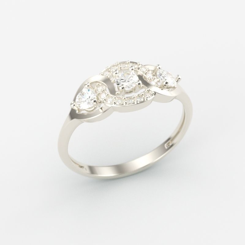 Women Diamond ring design 3dm stl 3D print model 3D print model_7