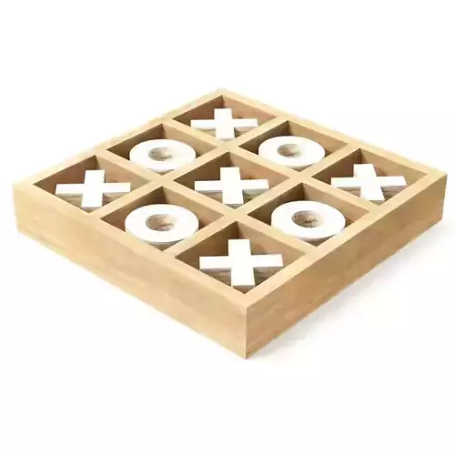 350 Rustic Mango Wood and Aluminum Tic Tac Toe Decorative Box