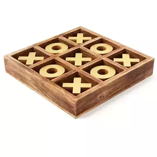 Rustic Mango Wood and Aluminum Tic Tac Toe Decorative Box