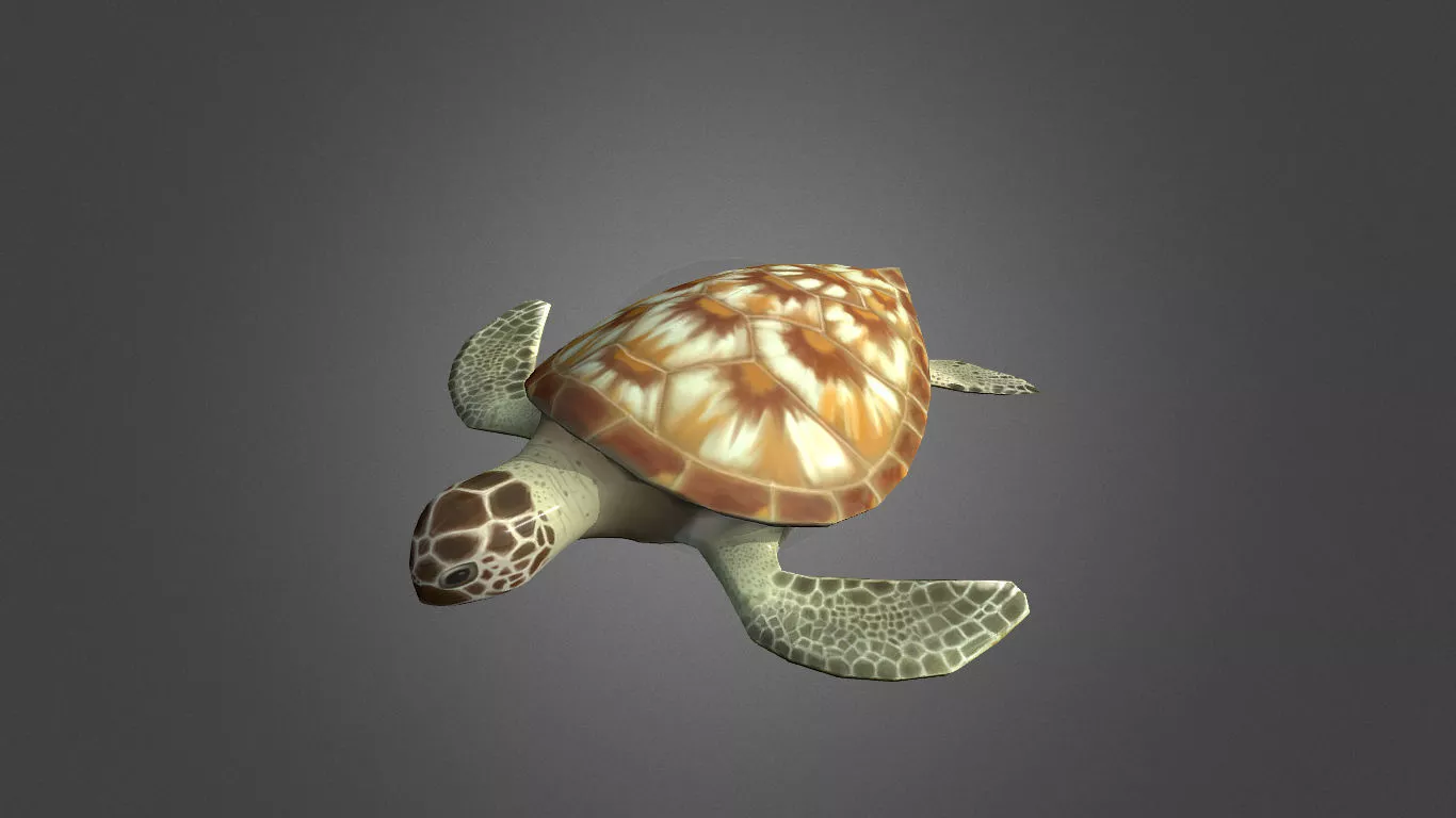 Low Poly Green Sea Turtle - Idle Animated Low-poly 3D model