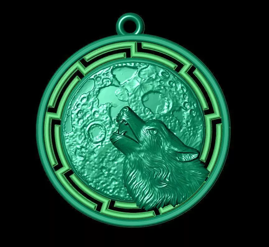 3D Wolf Pendant for CNC 3D print model