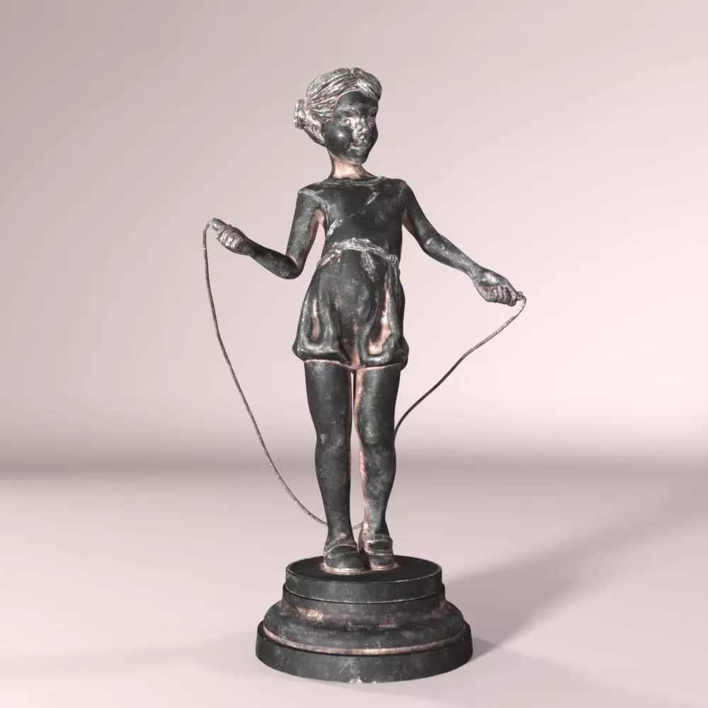 The girl with a skipping rope interior sculpture 3D model_0