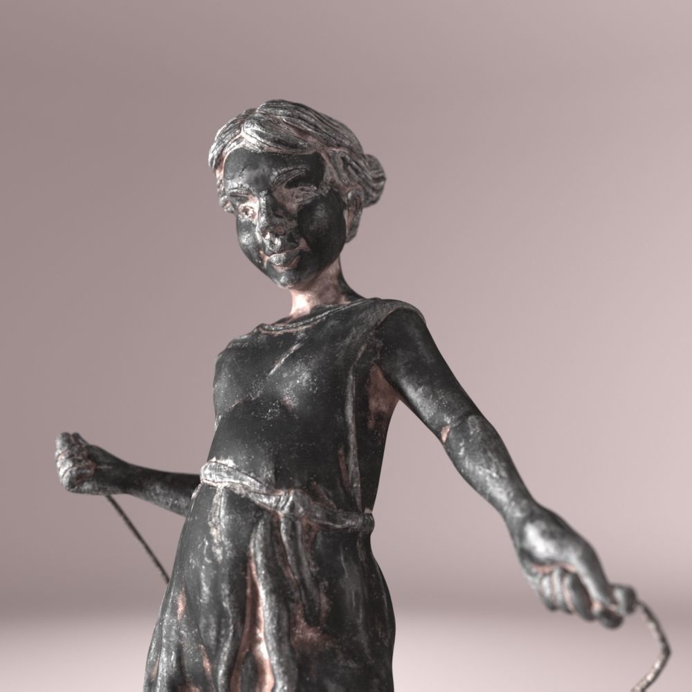 The girl with a skipping rope interior sculpture 3D model_1