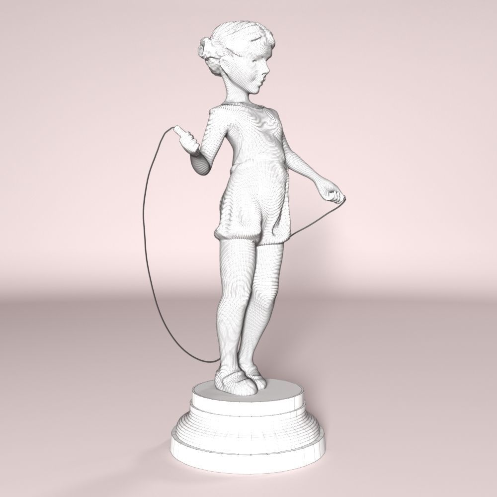 The girl with a skipping rope interior sculpture 3D model_4