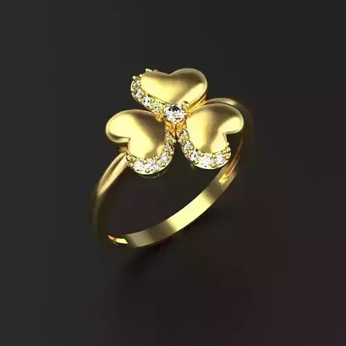 Women flower ring with diamonds design 3dm stl vintage
