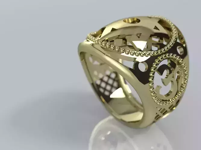 Ornamental Hindu Star of David Judaica Signet Ring