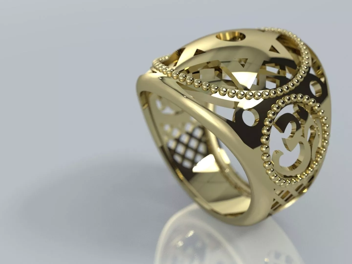 Ornamental Hindu Star of David Judaica Signet Ring 3D print model