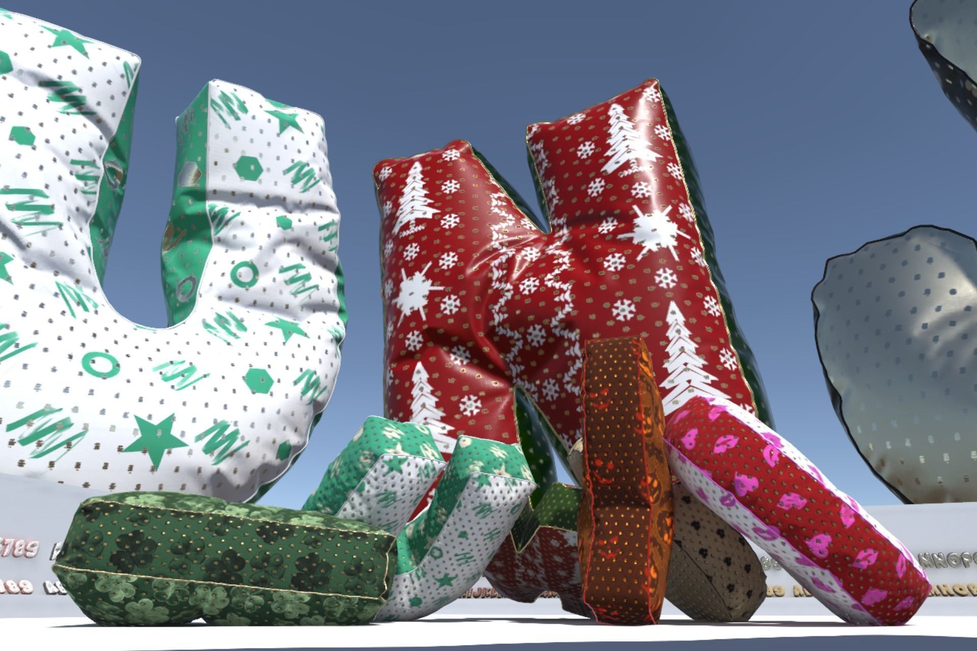 Alphabet Decor balloons and pillows UE4 and Unity bundle Low-poly 3D model_14