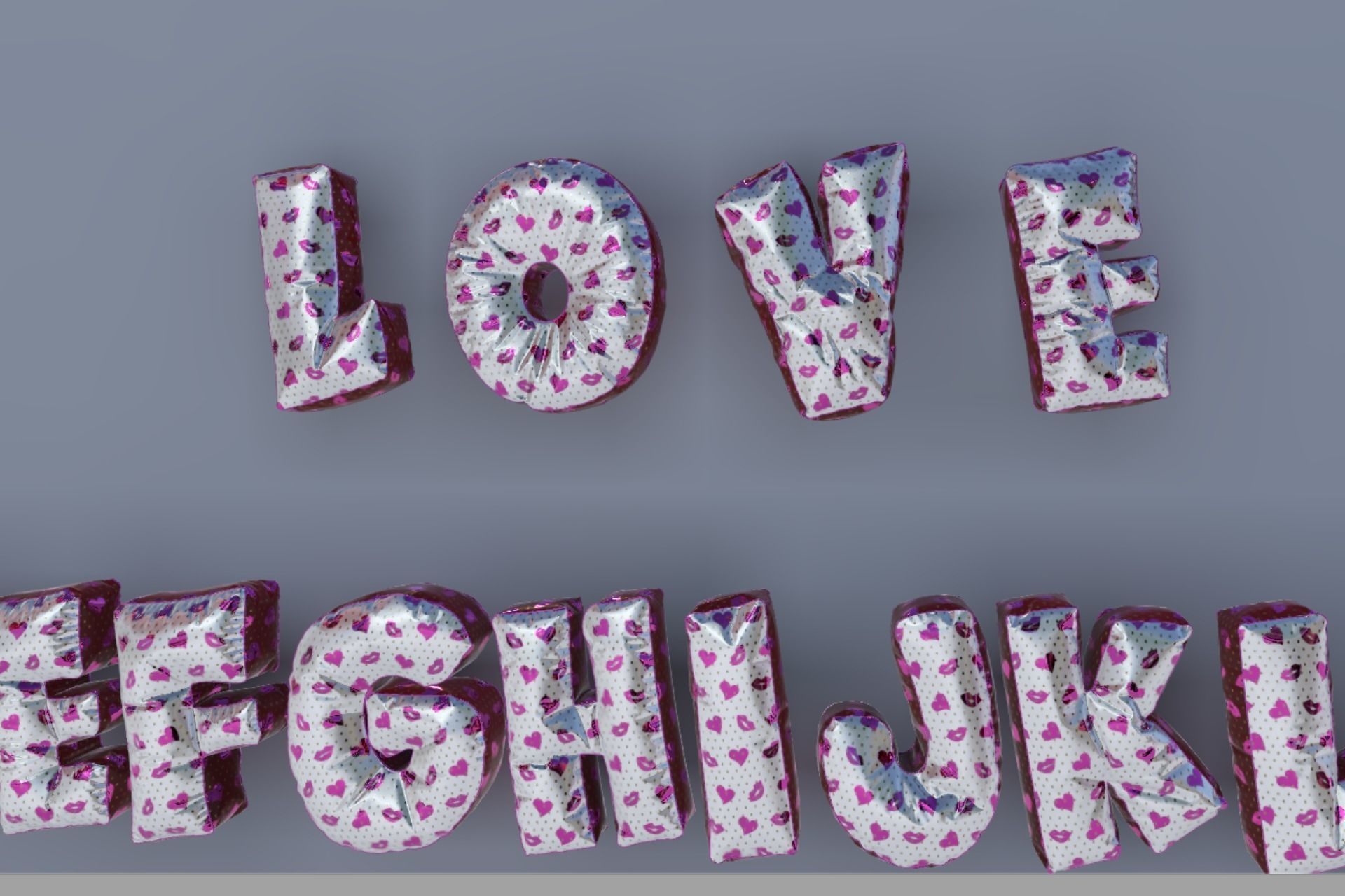 Alphabet Decor balloons and pillows UE4 and Unity bundle Low-poly 3D model_6