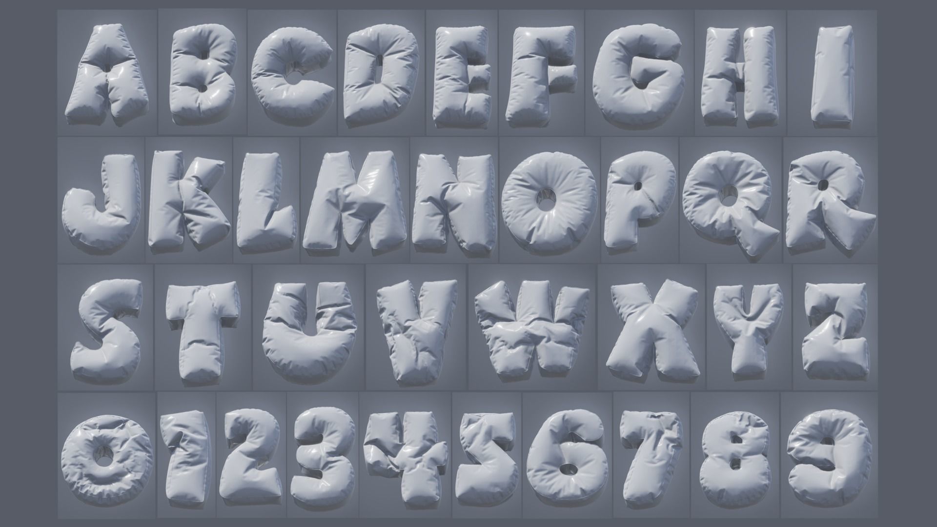 Alphabet Decor balloons and pillows UE4 and Unity bundle Low-poly 3D model_4