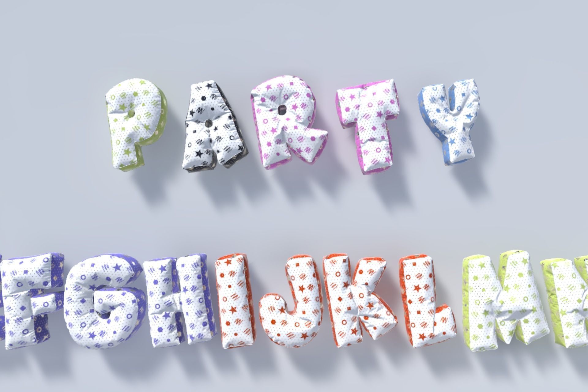 Alphabet Decor balloons and pillows UE4 and Unity bundle Low-poly 3D model_10