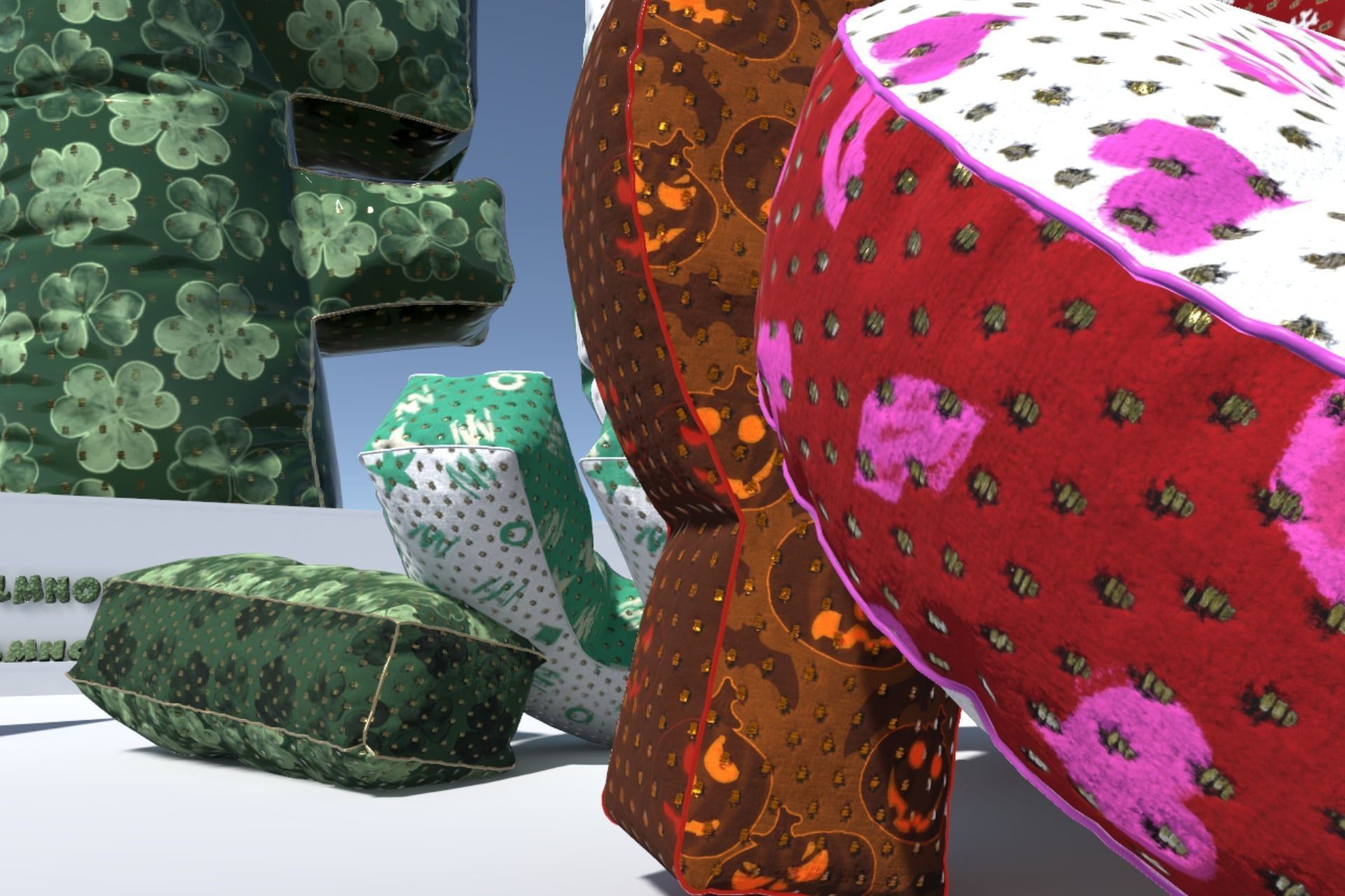 Alphabet Decor balloons and pillows UE4 and Unity bundle Low-poly 3D model_15