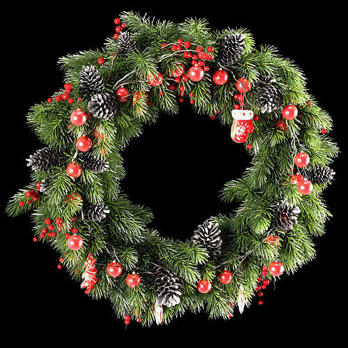Christmas thick wreath of coniferous branches 3D model